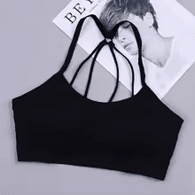 Black strappy high support sports bra